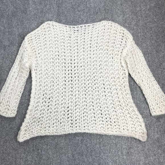 Massimo Dutti Italy Sweater Womens Medium Open Weave Long Sleeve Off White - Picture 2 of 8
